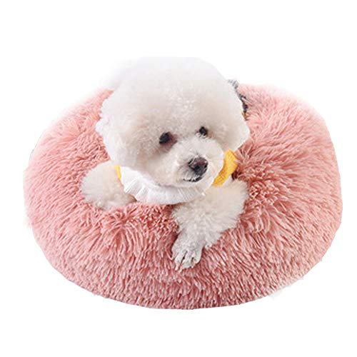 Dreamls Haustierbett, rundes Hundebett, Plüsch, warmes Katzenbett, Hundehütte, waschbar, für Katzen, kleine und mittelgroße Hunde (M-Pink) von Dreamls