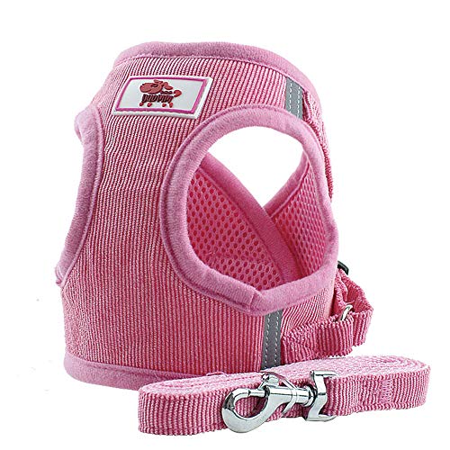 Dreamls Haustiergeschirr, Hundeweste Geschirr Leine mit reflektierendem Kleiner Hunde, verstellbarer Brustgurt für Welpen, kleine Hunde, mittelgroße Hunde (L-Pink) von Dreamls