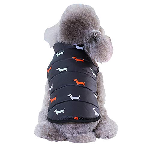 Dreamls Haustierkleidung, Hunde Wintermantel Warme Baumwolle Hunde Kleidung Welpen Weste Jacke Winddicht Kostüm für kleine Hunde Mittlere Hunde (XL: Schwarz) von Dreamls