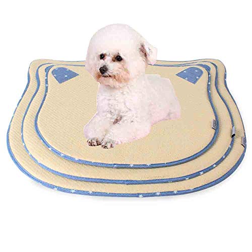 Dreamls Haustiermatte, Hunde-Kühlmatte Katze Sommer Strohmatte Eisschlafbett Golden Retriever Nest Pad für Katze Kleiner Hund Mittlerer Hund (L: Gelb) von Dreamls