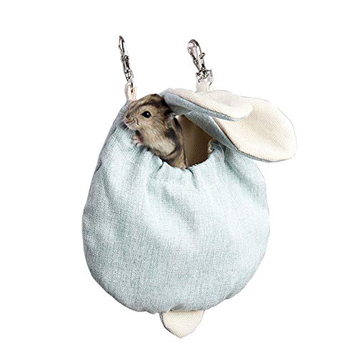 Dreamls Kleines Haustierhaus, Hamster-Hängematten-Nest, Segeltuch, Kaninchenohren, Schlafsack, Meerschweinchen, zum Aufhängen, für Chinchillas, Nerz, Kleintiere, Größe S: Blau von Dreamls