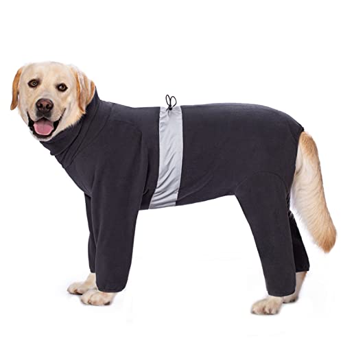Große Hundebekleidung Winter Warm Hoher Kragen Mantel mit Reißverschluss Fleece Hund Onesie Vierbein-Overall Pyjama für Hunde (28#, Dunkelgrau) von Dreamls