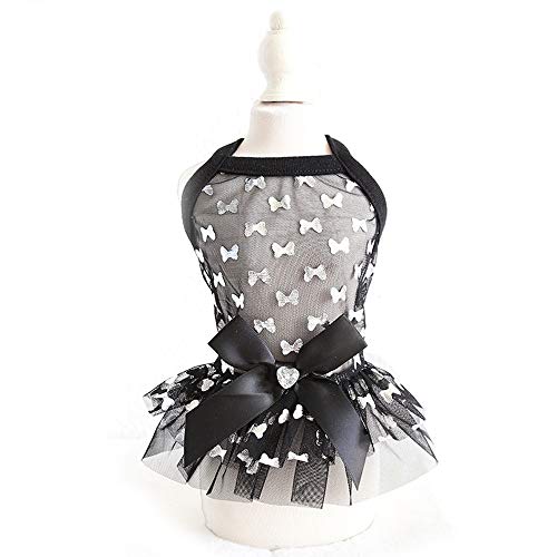 Haustier Kleid, Hund Prinzessin Kleid Mesh Schleife Knoten Tutu Hochzeit Rock Cool Sommer Welpe Hund Party Kleidung für Hund Katze (S-Schwarz A) von Dreamls