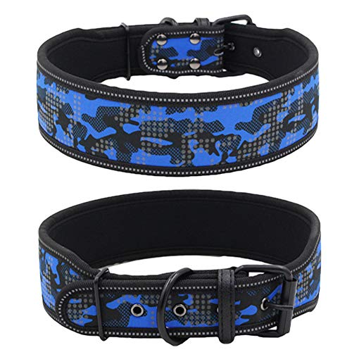 Haustierhalsband, Hunde-Camouflage-Halsband mit reflektierenden, verstellbaren Hundehalsbändern, Trainingshunde-Halskette für kleine Hunde, mittelgroße Hunde (M: Blau) von Dreamls