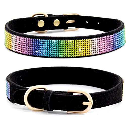 Haustierhalsband, Hundehalsband, Strassstein, Hundehalsband, verstellbar, Kristall, Nieten, Diamant, Bling Hunde, Halskette für Welpen, kleine und mittelgroße Hunde (M: Schwarz) von Dreamls