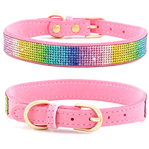 Haustierhalsband, Hundehalsband, Strassstein, Hundehalsband, verstellbar, Kristall, Nieten, Diamant-Bling-Hunde-Halskette für Welpen, kleine und mittelgroße Hunde (Größe S: Rosa) von Dreamls