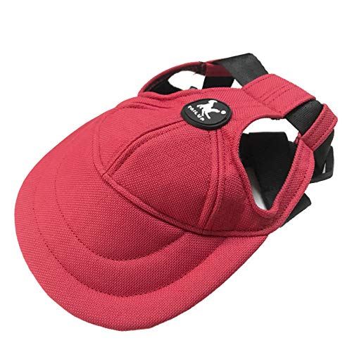 Haustierhüte, Hunde-Baseballhut, Sonnenschutzkappe, Outdoor-Hundesportmütze mit Ohrlöchern und Kinnriemen, verstellbar für kleine mittelgroße Hunde (M, Rot) von Dreamls