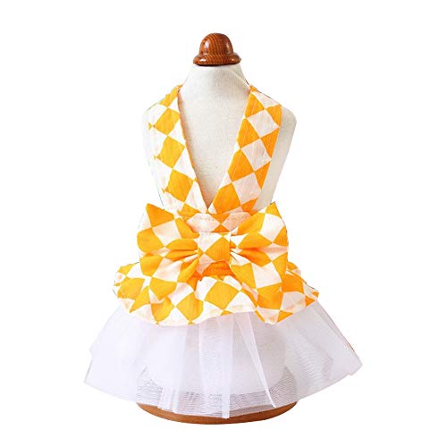 Haustierkleidung, Hund Prinzessin Kleid Spitze Rock Weiche Baumwolle Niedlich Schleife Hundekleid Party Hund Hochzeit Rock für Katze Welpen Kleine Hunde (XL: Gelb) von Dreamls