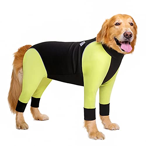 Haustierkleidung, Hunde-Overall mit Vierbein, wasserdicht, mit Reißverschluss, Anti-Haar-Pyjama, Jacke für mittelgroße und große Hunde (26#: grün) von Dreamls