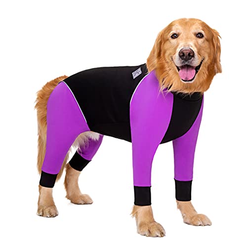 Haustierkleidung, Hunde-Overall mit Vierbein, wasserdicht, mit Reißverschluss, Anti-Haar-Pyjama, Jacke für mittelgroße und große Hunde (36#: lila) von Dreamls