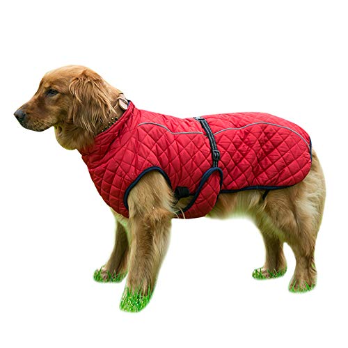 Haustierkleidung, Winter-Hundemäntel, winddichte Hundeweste Jacke mit reflektierenden Streifen kaltes Wetter Haustierbekleidung für kleine, mittelgroße und große Hunde (2XL-Rot) von Dreamls