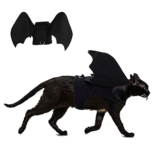 Hund Halloween Kostüm, Katze Fledermaus Flügel für Halloween Cosplay Schwarze Fledermaus mit Glocke Party Dekoration für Welpen Kleine Hunde Katzen (S, Fledermaus) von Dreamls