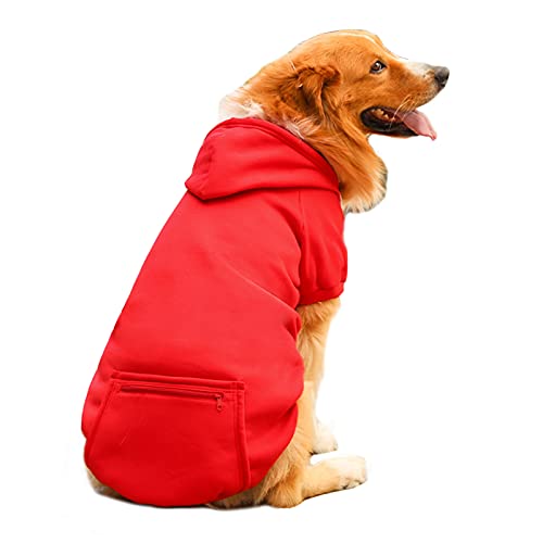 Hund Sweatshirt Kapuze Kleidung Welpen Pullover mit Tasche Winter Hundejacke Warm Katze Pullover für Kleine Mittlere Große Hunde (XL:Rot) von Dreamls