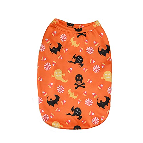 Hunde-Shirts, Halloween-/Welpen-T-Shirt, Kürbis-Druck, Hunde-Outfit, Weste, Kleidung, Party-Kostüm für Katzen, kleine Hunde (16/XL: Orange) von Dreamls