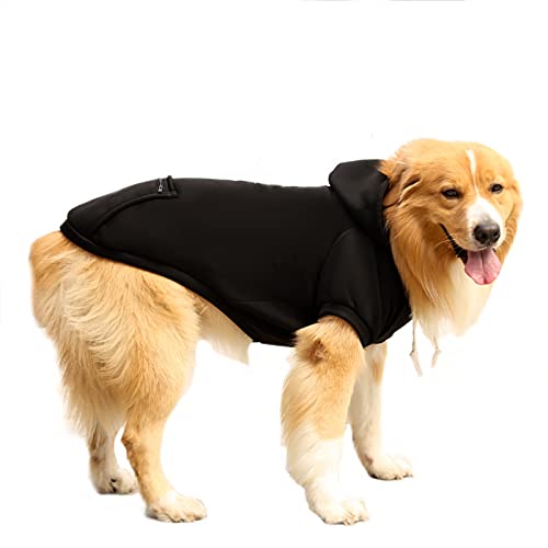 Hunde Sweatshirt Kapuze Kleidung Welpenpullover mit Tasche Winter Hundejacke Warm Katzenpullover für kleine mittelgroße große Hunde (5XL: Schwarz) von Dreamls