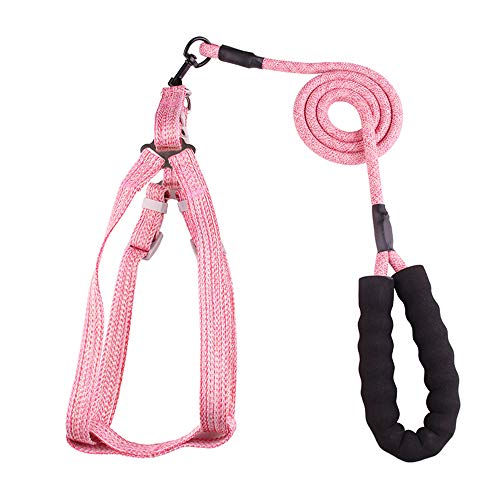 Hundegeschirr Leine Set No Pull Adjustable Dog Vest Harness Durable Nylon Dog Training Leash for Puppy Small Dog (M:Pink) von Dreamls