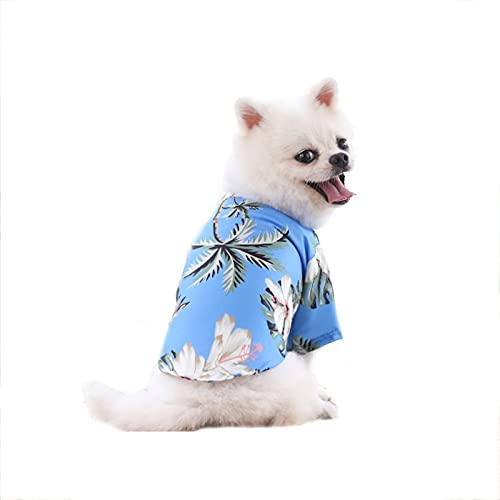 Hundekleidung, 4 Stück Hunde-Shirts Hawaii-Hunde-T-Shirts Sommer Cool Strandkleidung für Welpen Kleine Mittlere Hunde (M-Sky Blue) von Dreamls