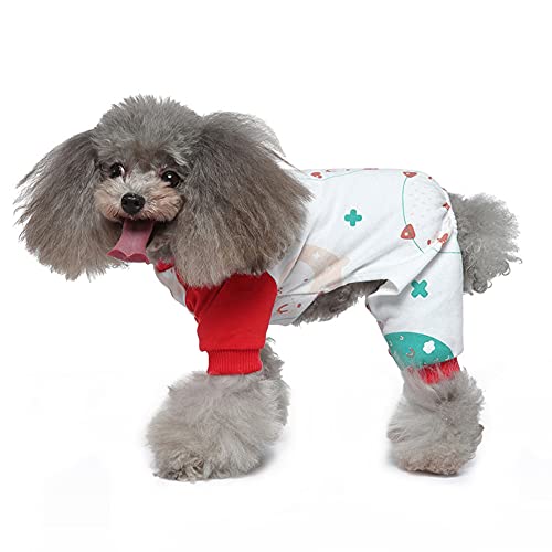 Hundekleidung, Welpen-Pyjama, weich, leicht, Katzen-Einteiler, Hunde-Overall, Shirt, Anti-Haar-Hunde-Shirt für Katzen, kleine Hunde (L: Rot) von Dreamls