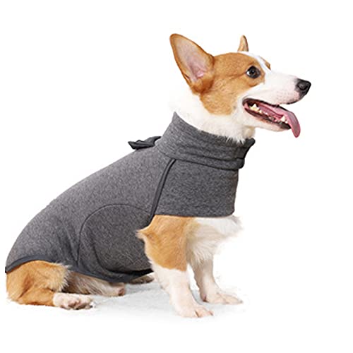 Hundekleidung, Winter Hundemantel Warme Jacke mit Leine Loch Warm Hund Fleece Pullover Outfit Kostüm für Hunde (L, Grau) von Dreamls