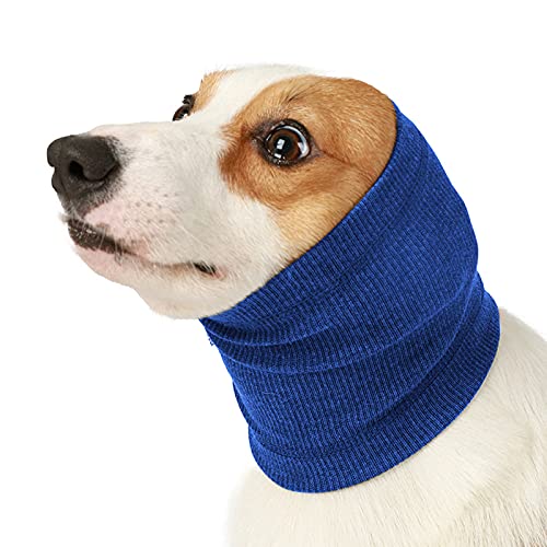 Hundeschal für Hunde Hals und Ohren Warm Komfort Anti-Angst Baden Fellpflege Hund Ohr Warp Snood Kopfbedeckung (M, Blau) von Dreamls