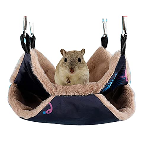 Kleine Haustier-Hängematte, doppellagig, Hamsterkäfig, Hängematte, warmes Frettchen-Schaukelbett, hängende Hängematte für Meerschweinchen, Chinchilla, Papagei (L-Marineblau) von Dreamls