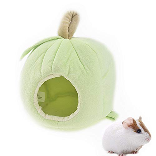 Kleines Haustierbett, schönes Obst Winter warmes Fleece-Hausnest zum Aufhängen, weiches Hamsternest für Kleintiere (grün) von Dreamls