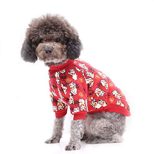 Pet Clothes, Dog Sweater Winter Cat Sweatshirts Warm Velvet Puppy Christmas Clothing for Small Medium Dogs (M:Red Cat) von Dreamls