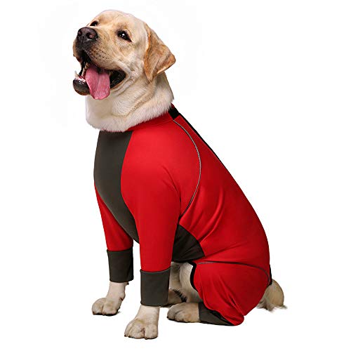 Pet Clothes, Large Dog Pyjamas Winter Warm Coat Waterproof Dog Jumpsuit Reflective T-shirts Onesies for Medium Large Dogs (38#-Red) von Dreamls