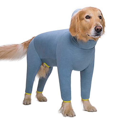 Pet Clothes for Medium Large Dogs Pyjamas Hoodie Jumpsuit Shirts Four-Legging Onesies Costume Anti-Hair Apparel (28#-Blue) von Dreamls