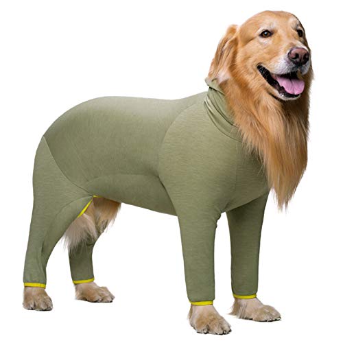 Pet Clothes for Medium Large Dogs Pyjamas Hoodie Jumpsuit Shirts Four-Legging Onesies Costume Anti-Hair Apparel (28#-Green) von Dreamls