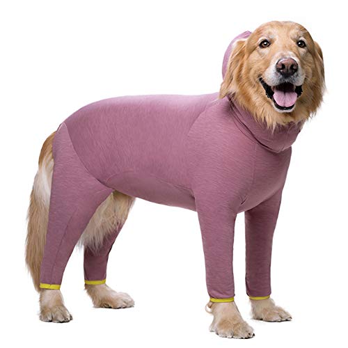 Pet Clothes for Medium Large Dogs Pyjamas Hoodie Jumpsuit Shirts Four-Legging Onesies Costume Anti-Hair Apparel (28#-Pink) von Dreamls