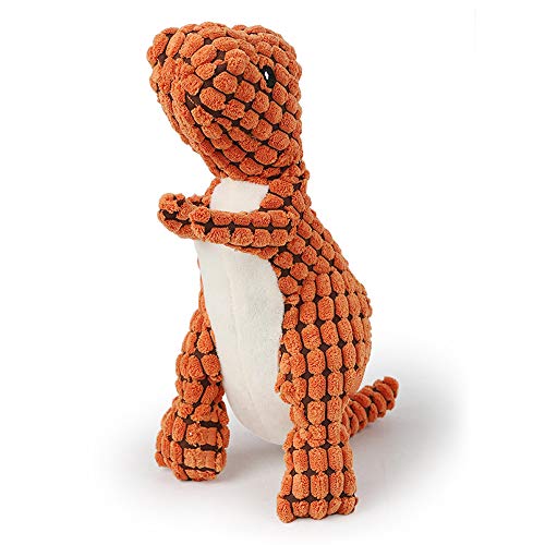 Quietschendes Spielzeug, 3 Stück Hunde-Kauspielzeug langlebig Plüsch Dinosaurier Hund Quietschspielzeug für kleine Hunde Mittlere Hunde Große Hunde (Orange) von Dreamls