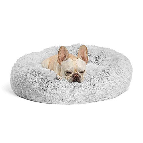 Rundes Nest, Katze Winter Schlafbett Warm Plüsch Indoor Nest Waschbar Hundehütte für Katzen Welpen Kleine Mittlere Hunde (Durchmesser 50 cm, Grau) von Dreamls