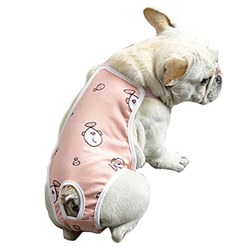 Windel für Hündinnen mit Strumpfhalter, 2 Stück, physiologische Hosen, Baumwolle, Hundewindeln für kleine, mittelgroße Hunde (L:Pink) von Dreamls