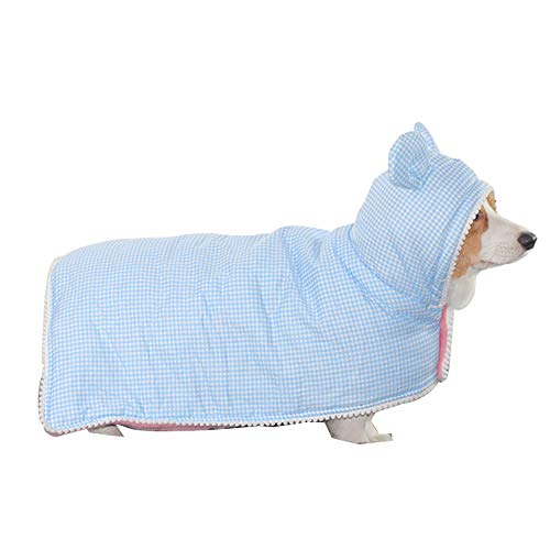 Winter Dog Hoodie Dog Cloak Cotton Plaid Cat Quilt Coats Pet Cold Weather Jacket for Cats Puppy Small Medium Dogs (2XL:Blue) von Dreamls
