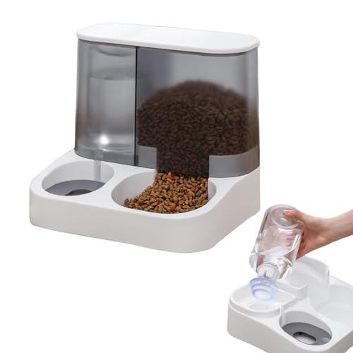 Automatischer Katzen-Futterspender All in -ne Automatischer Katzenfutterspender und Wasserspender Set, Katzen- und Hundefutterspender Pet Automatische Waterer Feeder Große Kapazität Transparentes von Dreuhuing