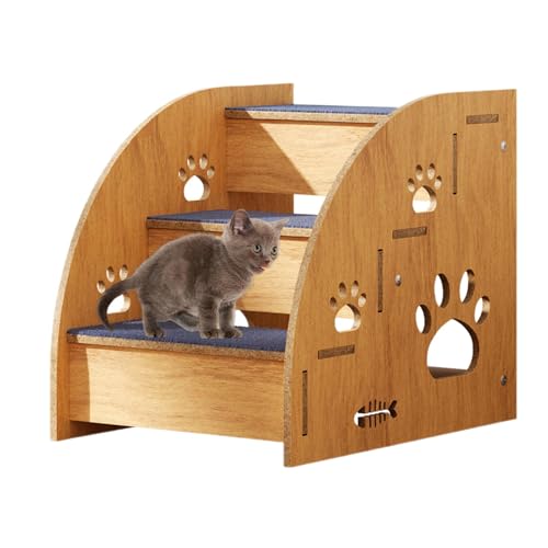 Dreuhuing Hundebett Treppe, Hundetreppe Rampe Indoor Haustier Treppe, Hochbett Klettern Hundebett Stufen, Rutschfeste Holz Hundetreppe für Große/Mittel/Kleine Hunde & Katzen, Haustierbedarf von Dreuhuing