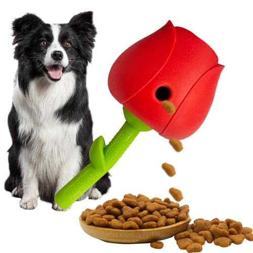 Dreuhuing Hundefutter Slow Feeder | Hundefutter Spielzeug Slow Feeder Ball - Interaktives Hundespielzeug, Rote Rose Slow Eating Treat Dispenser, Katzenfutter Puzzle Feeder für Kleine bis Große Hunde von Dreuhuing