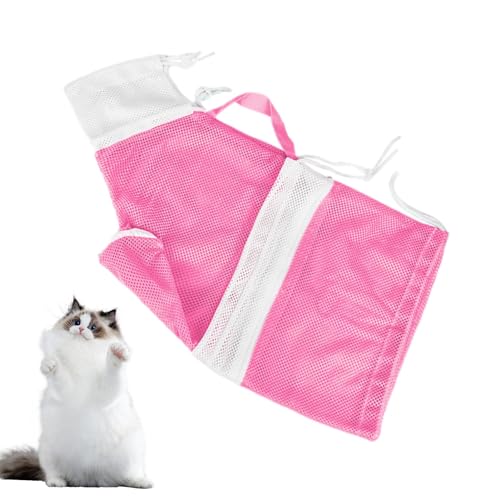 Dreuhuing Katzen-Duschnetztasche, atmungsaktiv, für Katzen, lockeres verstellbares Design, Katzenpflegetasche zum Baden und Trimmen von Nägeln von Dreuhuing
