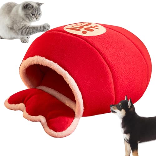 Dreuhuing Katzen-Winterschlafsack,Hundeschlafsack - Neujahrs-Plüschkatzenbett - Kitten Cuddler Puppy Burrow Pad, halbgeschlossener Katzensack für Katzen, Hunde, Welpen, Haustiere, Rot von Dreuhuing