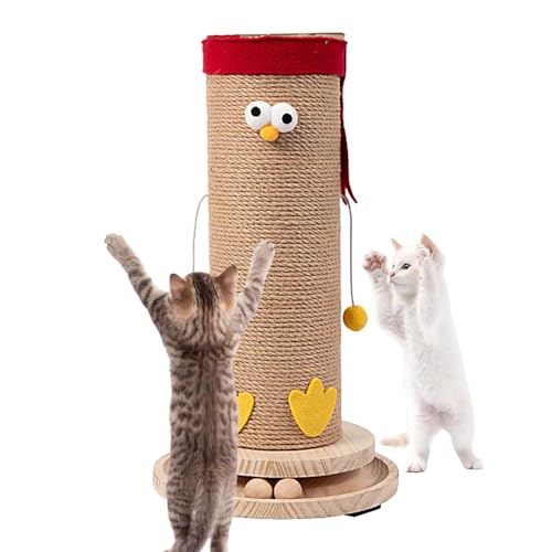 Dreuhuing Katzenkratzbaum Huhn | Kätzchen-Kratzstangen – Sisal-Kratzstangen, Huhn Haustier Kratzbaum mit interaktivem Spielzeugball für kleine Katzen von Dreuhuing