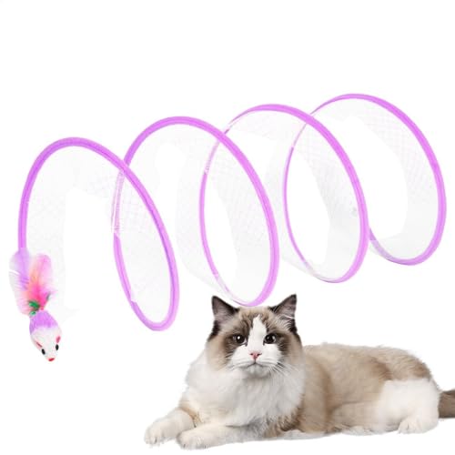 Dreuhuing Katzenspieltunnel, Katzentunnel für Innenkatzen - Faltbarer Kätzchen -Tunnel in S -Form - Fun Teaser Interactive Feather Toy für Katzen und Kätzchen Haustier von Dreuhuing