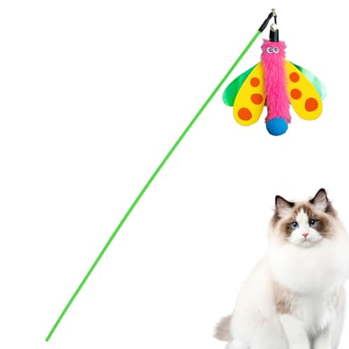 Dreuhuing Katzenstab für Hauskatzen, Katzen-Stäbchen,Kätzchen Zauberstab Spielzeug mit Glocke | Libellen-Haustier-Spielspielzeug, interaktiver Katzen-Teaser-Zauberstab, Katzen-Stick-Spielzeug für von Dreuhuing