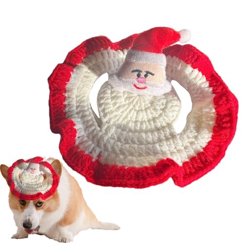 Dreuhuing Kleine Hunde-Weihnachtsmütze,Hunde-Weihnachtsmütze, Hunde-Weihnachtskostüm-Mütze, Weihnachtsmann Cosplay Hut mit Elch für Kätzchen Wolle stricken Haustier Kopfbedeckung Fotografie Requisiten von Dreuhuing