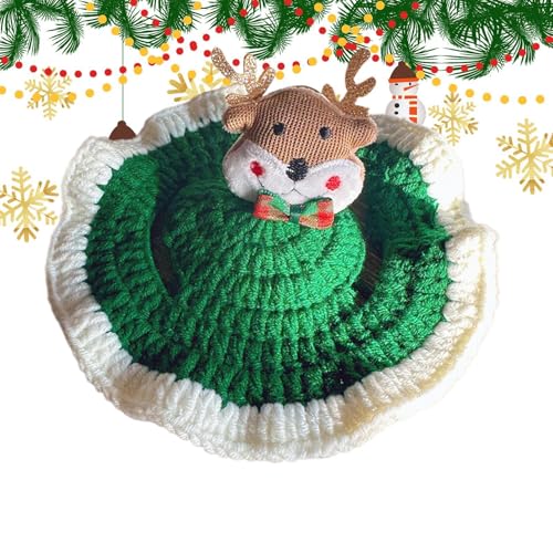 Dreuhuing Weihnachtsmütze für Katzen, Weihnachtsmütze für Haustiere,Hunde-Weihnachtskostüm-Mütze - Weihnachtsmann Cosplay Hut mit Elch für Kätzchen Wolle Stricken Haustier Kopfbedeckung Fotografie von Dreuhuing