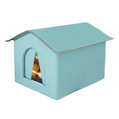 Faltbares Katzenhaus Bett, Outdoor Katzenhaus Outdoor Katzenhaus Wasserdicht Haustier Outdoor Haus Hundehaus Bett Faltbare Warme Haustierhöhle für Winter Oxford Tuch Wasserdicht Katzenhaus von Dreuhuing