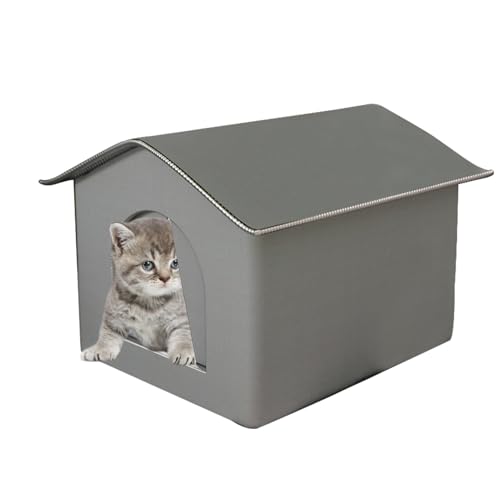 Faltbares Katzenhaus Bett, Outdoor Katzenhaus Outdoor Katzenhaus Wasserdicht Haustier Outdoor Haus Hundehaus Bett Faltbare Warme Haustierhöhle für Winter Oxford Tuch Wasserdicht Katzenhaus von Dreuhuing