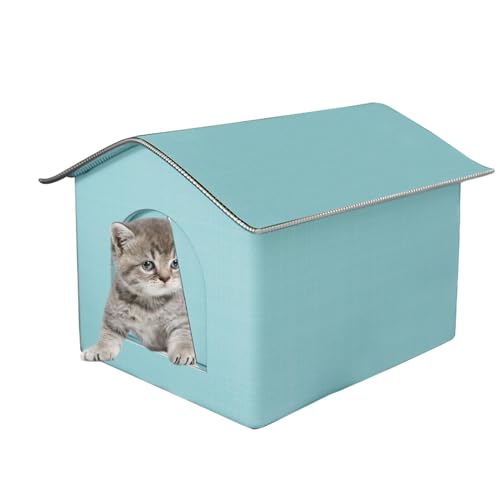 Faltbares Katzenhaus Bett, Outdoor Katzenhaus Outdoor Katzenhaus Wasserdicht Haustier Outdoor Haus Hundehaus Bett Faltbare Warme Haustierhöhle für Winter Oxford Tuch Wasserdicht Katzenhaus von Dreuhuing