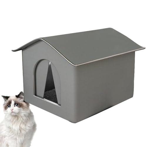 Faltbares Katzenhaus Bett, Outdoor Katzenhaus Outdoor Katzenhaus Wasserdicht Haustier Outdoor Haus Hundehaus Bett Faltbare Warme Haustierhöhle für Winter Oxford Tuch Wasserdicht Katzenhaus von Dreuhuing