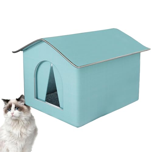 Faltbares Katzenhaus Bett, Outdoor Katzenhaus Outdoor Katzenhaus Wasserdicht Haustier Outdoor Haus Hundehaus Bett Faltbare Warme Haustierhöhle für Winter Oxford Tuch Wasserdicht Katzenhaus von Dreuhuing